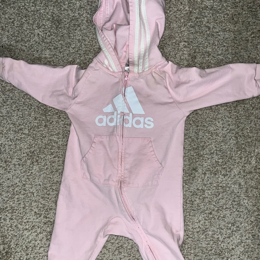 Adidas Light Pink Kids Footie One Piece